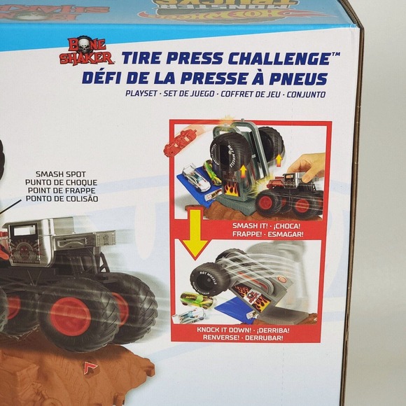 Hot Wheels Monster Trucks Arena‎ Smashers Bone Shaker Tire Press Challenge NEW - Picture 6 of 10